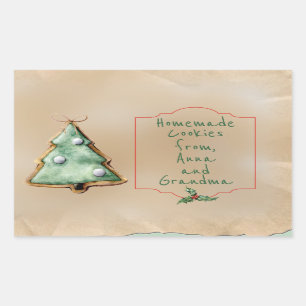 Pegatina Rectangular Pegatinas de Navidad añejos para panadería casera