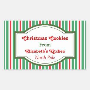 Pegatina Rectangular Pegatinas de Navidad rojas y verdes