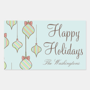 Pegatina Rectangular Pegatinas de Ornamentos de Fiestas Retro