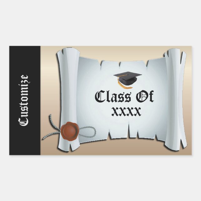 Pegatina Rectangular Pegatinas de oro de clase de graduación personaliz (Anverso)