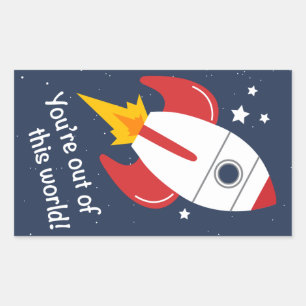 Pegatina Rectangular Pegatinas de 'Out of This World Rocket'