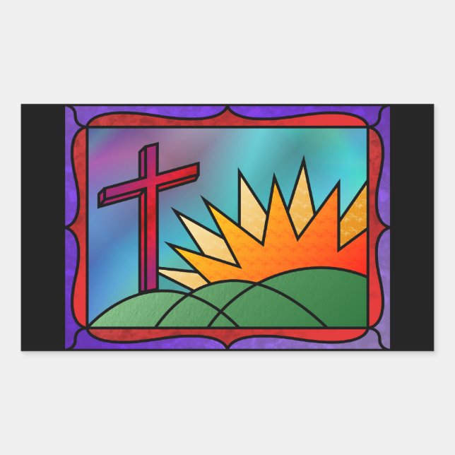 Pegatina Rectangular Pegatinas de Pascua (Anverso)