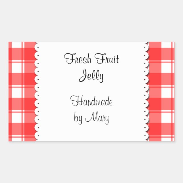 Pegatina Rectangular Pegatinas de Personalizados de Doily Blancas Chequ (Anverso)