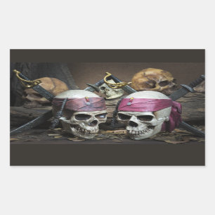 Pegatina Rectangular Pegatinas de Pirate Skulls