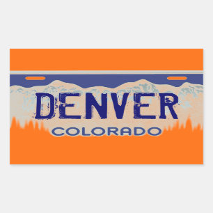 Pegatina Rectangular Pegatinas de placa azul de Denver Colorado naranja