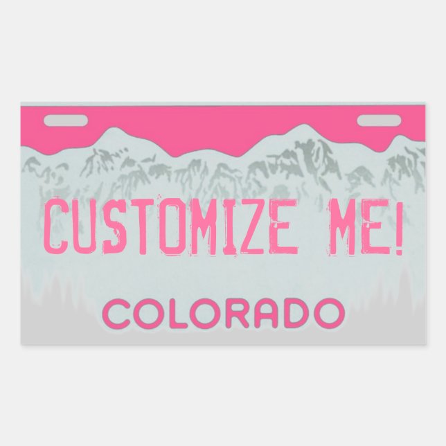 Pegatina Rectangular pegatinas de placas de personalizable rosa de Colo (Anverso)