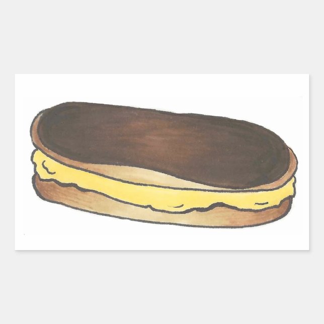 Pegatina Rectangular Pegatinas de postre pastelero de chocolate Eclair (Anverso)