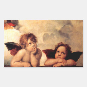 Pegatina Rectangular Pegatinas de Raphael Cherubs Sistine Madonna