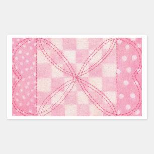 Pegatina Rectangular Pegatinas de Rectángulo de PINK HEART QUILT