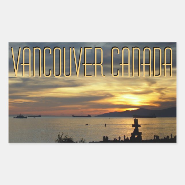 Pegatina Rectangular Pegatinas de recuerdo de Vancouver Souvenirs de Va (Anverso)