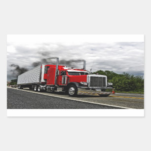 Pegatina Rectangular Pegatinas de Red & Rollin en Peterbilt