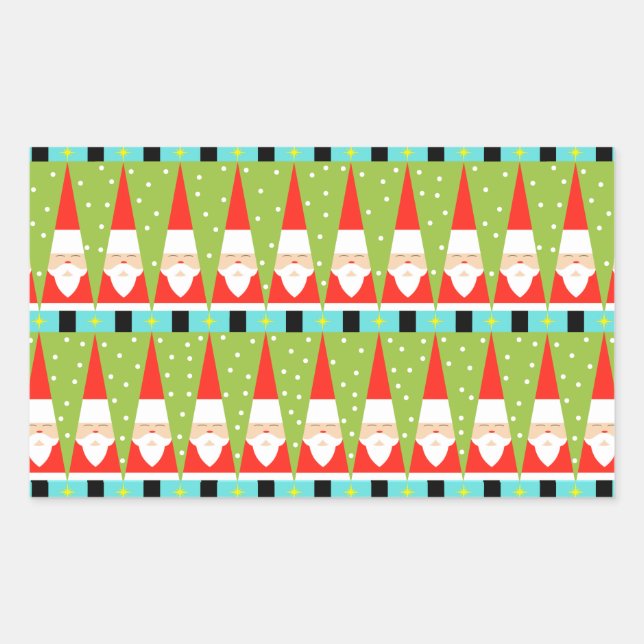 Pegatina Rectangular Pegatinas de Santa Rectángulo Geométrico Retro (Anverso)