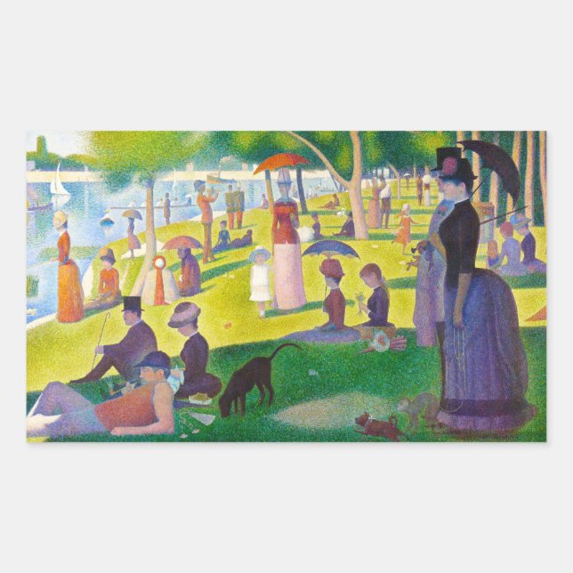 Pegatina Rectangular Pegatinas de Seurat La Grande Jatte (Anverso)