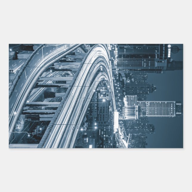 Pegatina Rectangular Pegatinas de Shanghai Overpass 1 (Anverso)