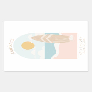 Pegatina Rectangular Pegatinas de Surfboard Beach Baby Shower Rectangle