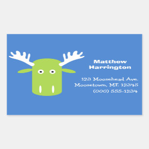 Pegatina Rectangular Pegatinas de texto de Moose Head Pop Art personali