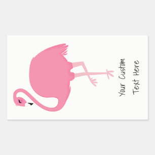 Pegatina Rectangular Pegatinas de texto personalizado Flamingo rosa