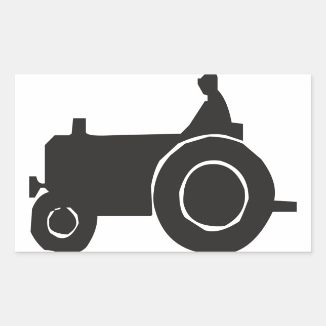 Pegatina Rectangular Pegatinas de Tractor Silhouette (Anverso)