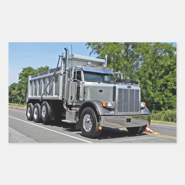 Pegatina Rectangular Pegatinas de tranvía Peterbilt Dump (Anverso)
