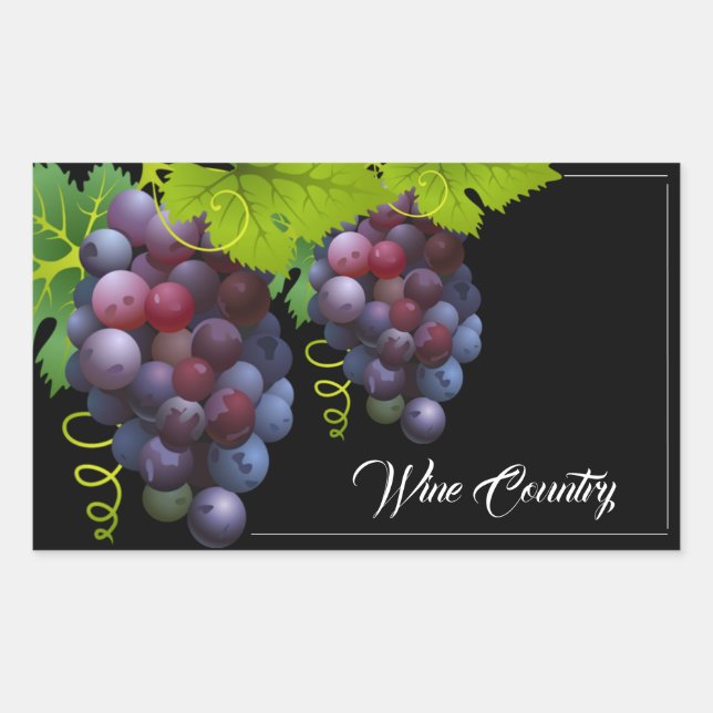 Pegatina Rectangular Pegatinas de uvas (Anverso)
