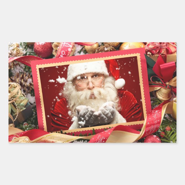Pegatina Rectangular Pegatinas de vacaciones de Santa / TU personalizad (Anverso)