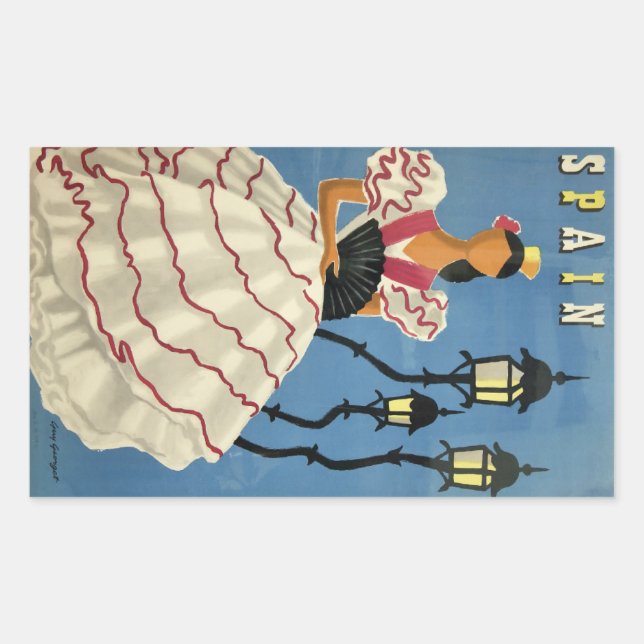 Pegatina Rectangular Pegatinas de Viajes de España (Anverso)