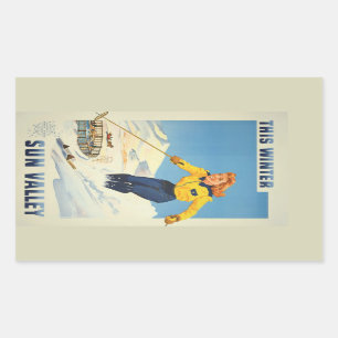 Pegatina Rectangular Pegatinas de Viajes de Sun Valley, Idaho Vintage