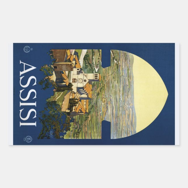 Pegatina Rectangular Pegatinas de Viñage Assisi Italia (Anverso)