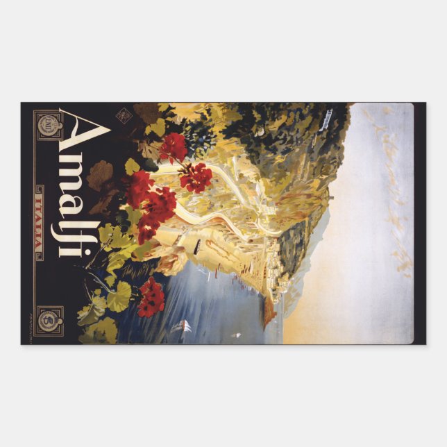 Pegatina Rectangular Pegatinas de Vintage Amalfi Italia (Anverso)