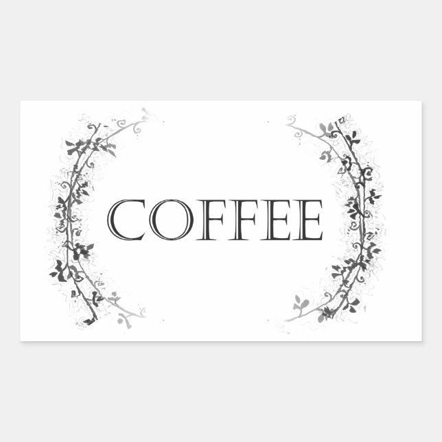 Pegatina Rectangular Pegatinas del Classic Vine Design Coffee Jar Label (Anverso)