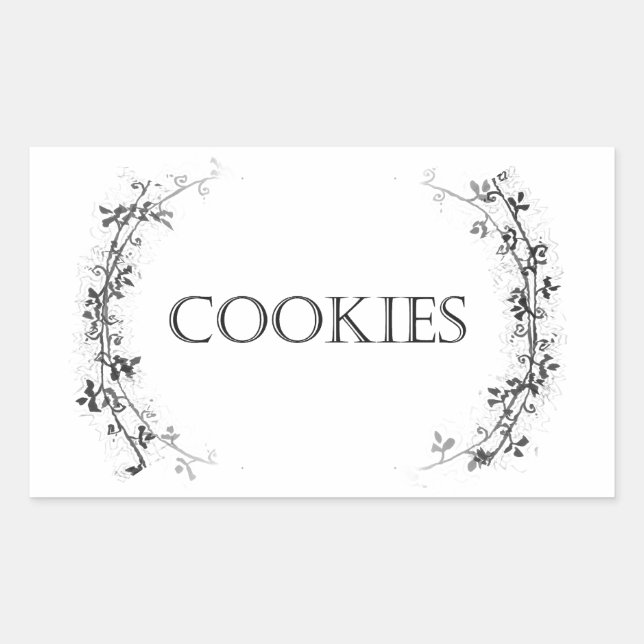 Pegatina Rectangular Pegatinas del Classic Vine Design Cookie Jar Label (Anverso)
