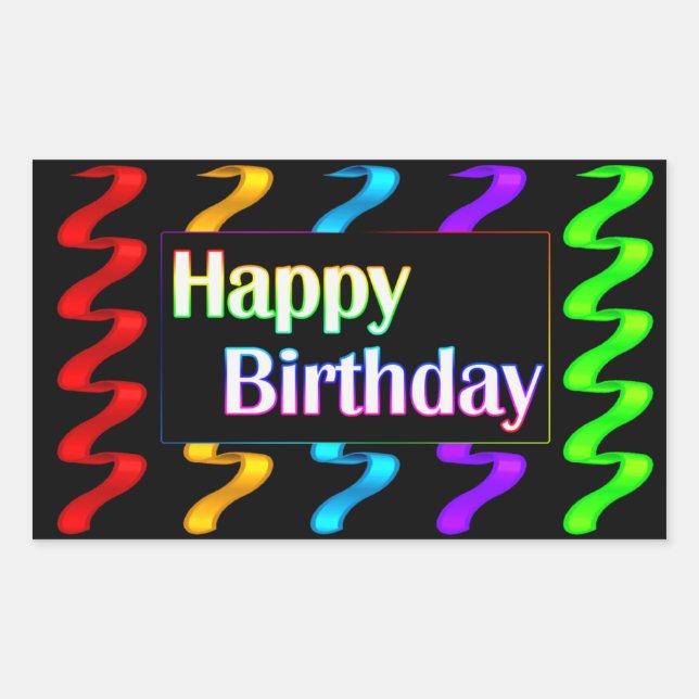 Pegatina Rectangular Pegatinas del cumpleaños feliz (Anverso)