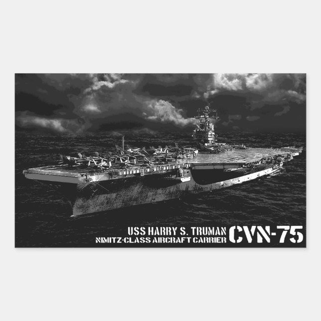 Pegatina Rectangular PEGATINAS del CVN-75 Harry S. Truman Rectangle (Anverso)