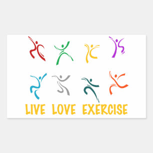 Pegatina Rectangular Pegatinas del ejercicio Live Love