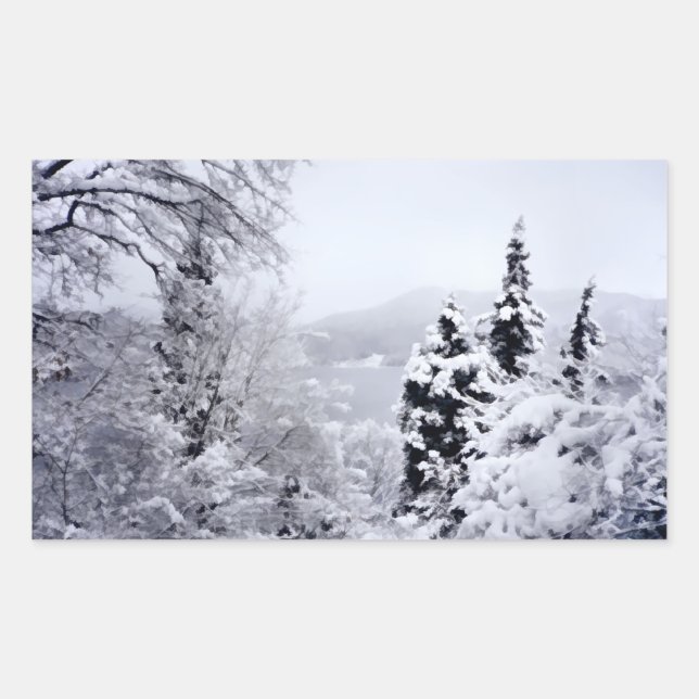 Pegatina Rectangular Pegatinas del lago Nojiri (Anverso)
