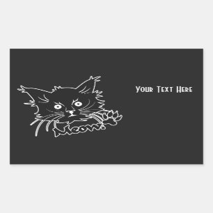 Pegatina Rectangular Pegatinas del personalizado Gato Negro