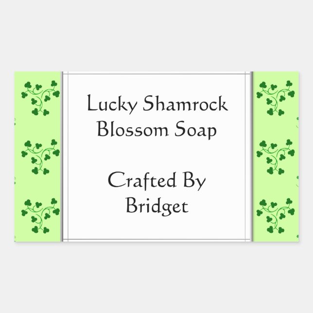 Pegatina Rectangular Pegatinas del Personalizado Green Shamrock Pattern (Anverso)