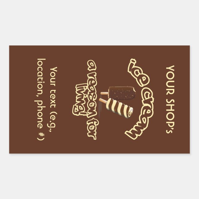 Pegatina Rectangular Pegatinas del personalizado Ice Cream (Anverso)