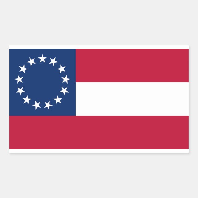 Pegatina Rectangular pegatinas del Rectángulo de la Bandera Confederada (Anverso)
