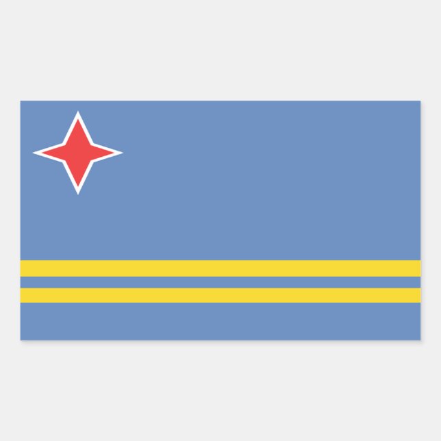 Pegatina Rectangular Pegatinas del Rectángulo de la Bandera de Aruba (Anverso)