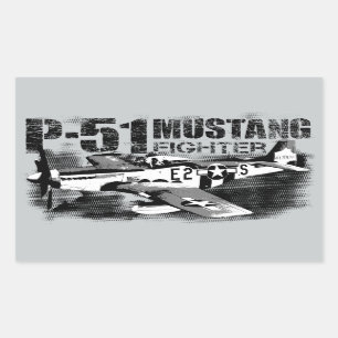 Pegatina Rectangular Pegatinas del Rectángulo de Mustang P-51