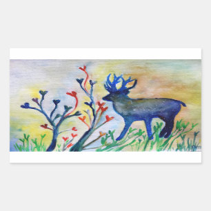 Pegatina Rectangular Pegatinas del Rectángulo del Amor de los Renos, br