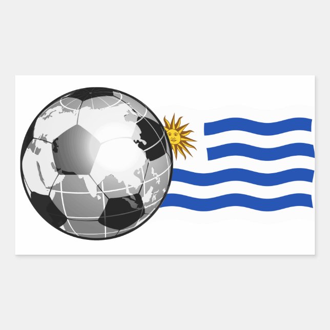 Pegatina Rectangular Pegatinas del Rectángulo del Fútbol de Uruguay (Anverso)