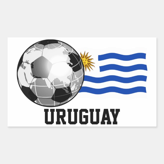 Pegatina Rectangular Pegatinas del Rectángulo del Fútbol de Uruguay (Anverso)