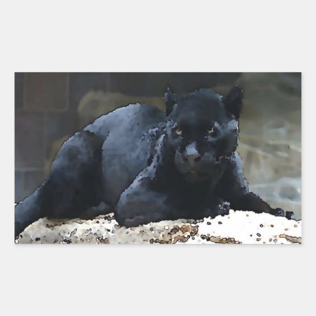 Pegatina Rectangular Pegatinas del Rectángulo del Jaguar Negro (Anverso)