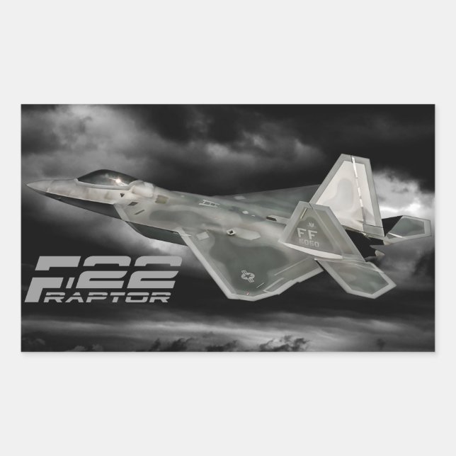 Pegatina Rectangular Pegatinas del Rectángulo del RAPTOR F-22 (Anverso)