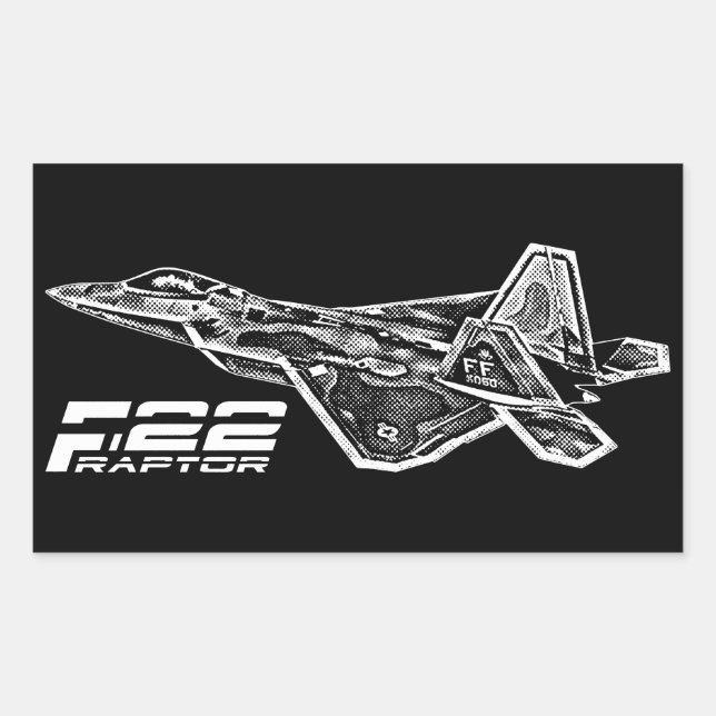 Pegatina Rectangular Pegatinas del Rectángulo del RAPTOR F-22 (Anverso)