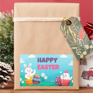 Pegatina Rectangular Pegatinas del Rectángulo Feliz de Pascua