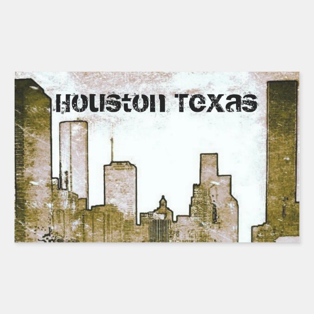 Pegatina Rectangular Pegatinas del Skyline de Houston Texas (Anverso)