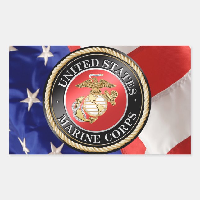 Pegatina Rectangular PEGATINAS del USMC (Anverso)